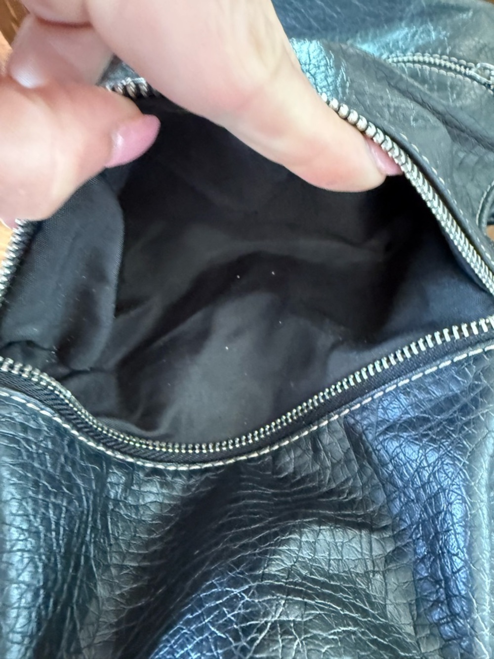Nine West Black Faux Leather Handbag Zip Details Moto Biker Design - Picture 6 of 10